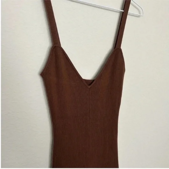 Ronny Kobo Lalu Knit Midi Sweater Dress Set Brown